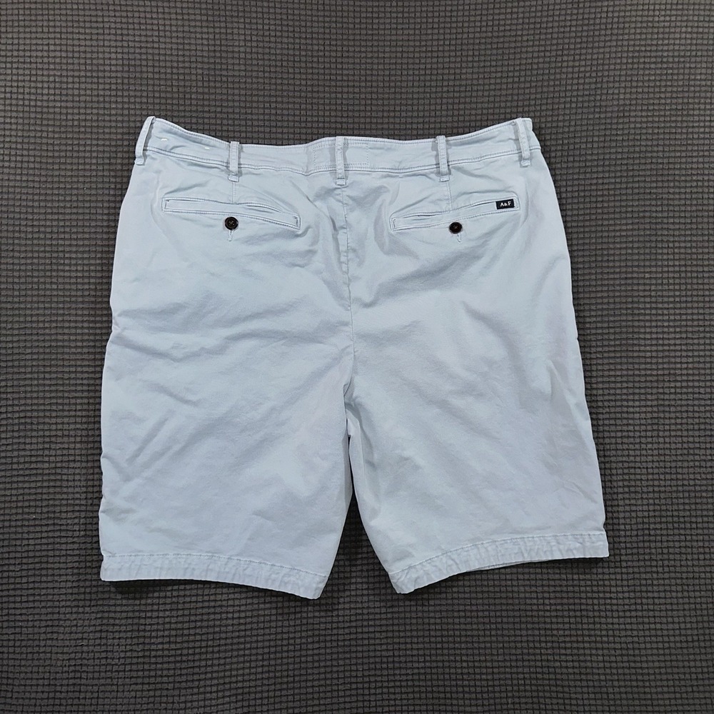 Abercrombie Fitch Light Blue Chino Shorts Mens 36 Stretch Casual Flat Front - Picture 7 of 7